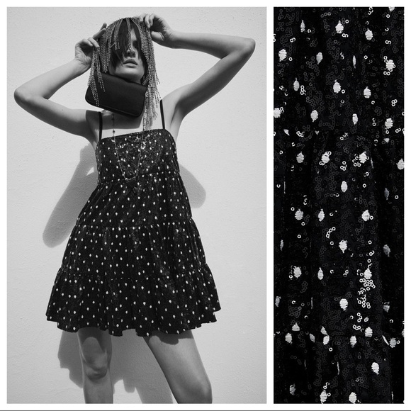 Zara Dresses & Skirts - NWT. Zara Sequin Polka Dots Mini Dress. Size XL.